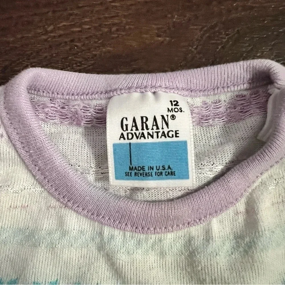 Vintage 12 month baby girl bundle lot purple pants and short sleeve shirt